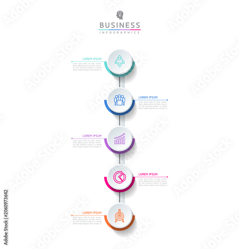 Vector infographic template showing steps or processes for business presentations and design creation.