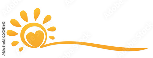 A symbol of bright summer sun with heart.