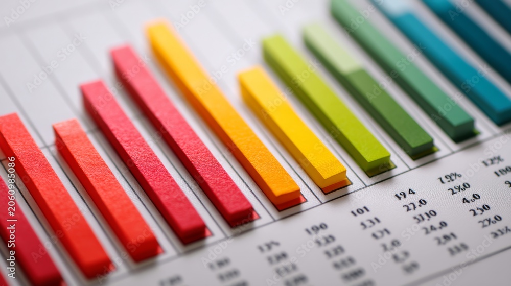 Fototapeta premium Colorful Bar Graph Displaying Statistical Data with Diverse Tones and a Clear Layout for Business Analysis and Presentation Purposes