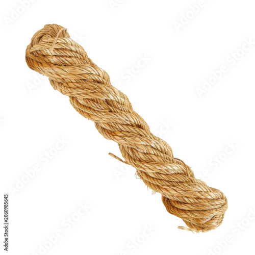 Thick Twisted Natural Fiber Rope Isolated cord twine isolated on a transparent background