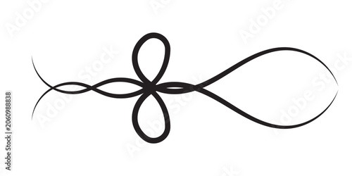 Obraz na plátně A thin, black thread curves and loops, ending with a needle tip
