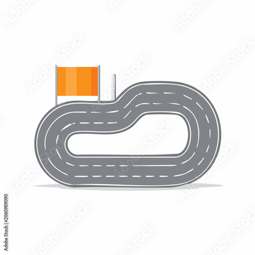 Race Track with Start Finish Line and Orange Banner