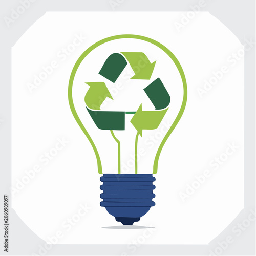 Recycling Symbol Inside Light Bulb