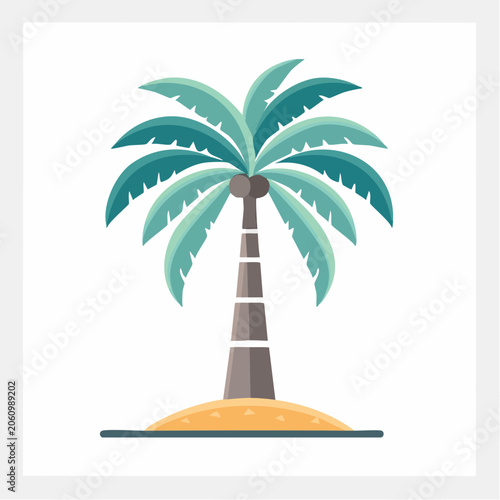 Stylized Palm Tree on a Small Island