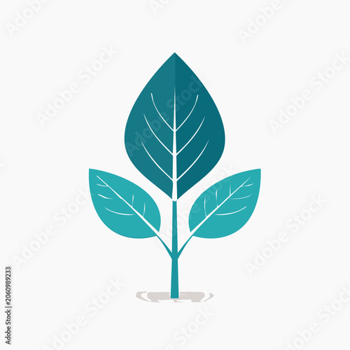 Stylized Teal Plant with Three Leaves