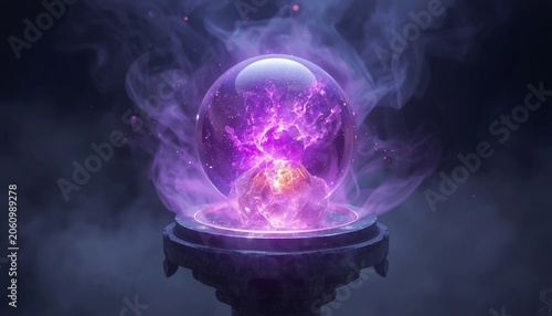 Magical Floating Crystal Sphere on Gothic Pedestal