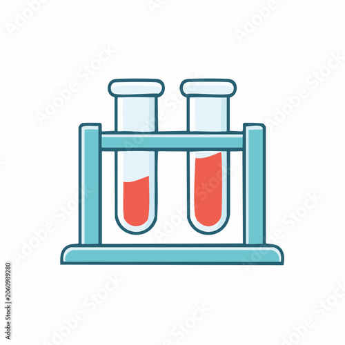Two Test Tubes with Red Liquid in a Stand