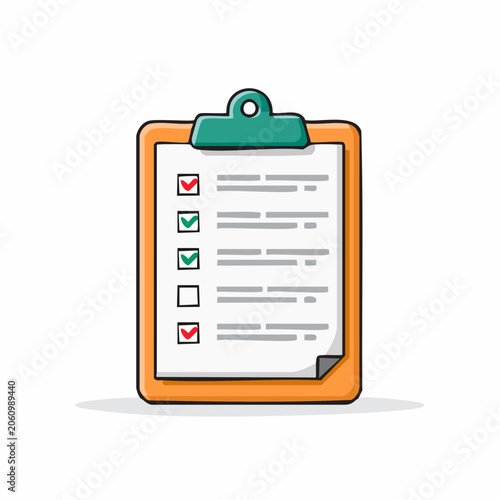 Clipboard with checklist and checkboxes