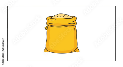 Yellow Sacks of Grain, Wheat, or Flour, Agricultural Commodity, Storage and Harvest Concept