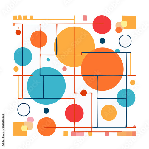 Abstract geometric pattern with circles and lines