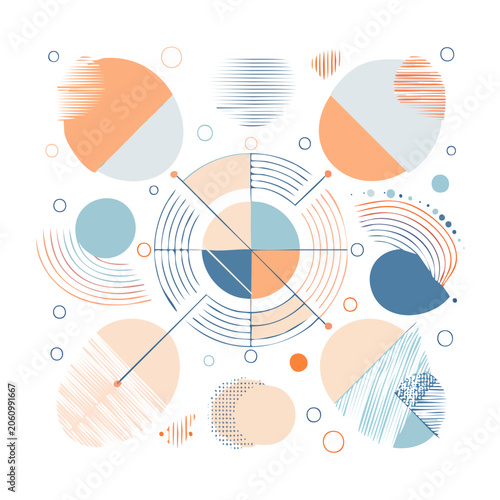 Abstract geometric pattern with circles and lines