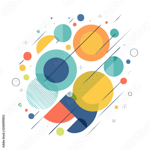 Abstract geometric shapes with lines and circles