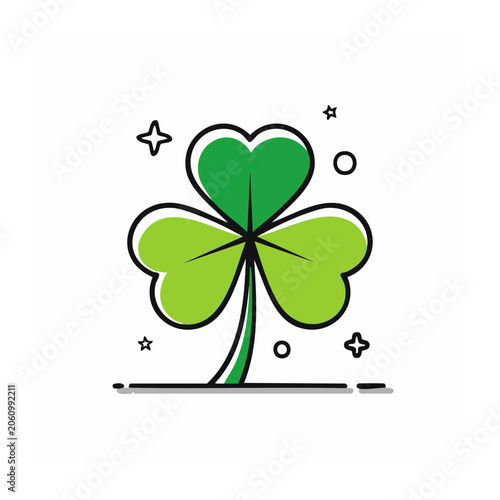 Green shamrock icon with stars and circles