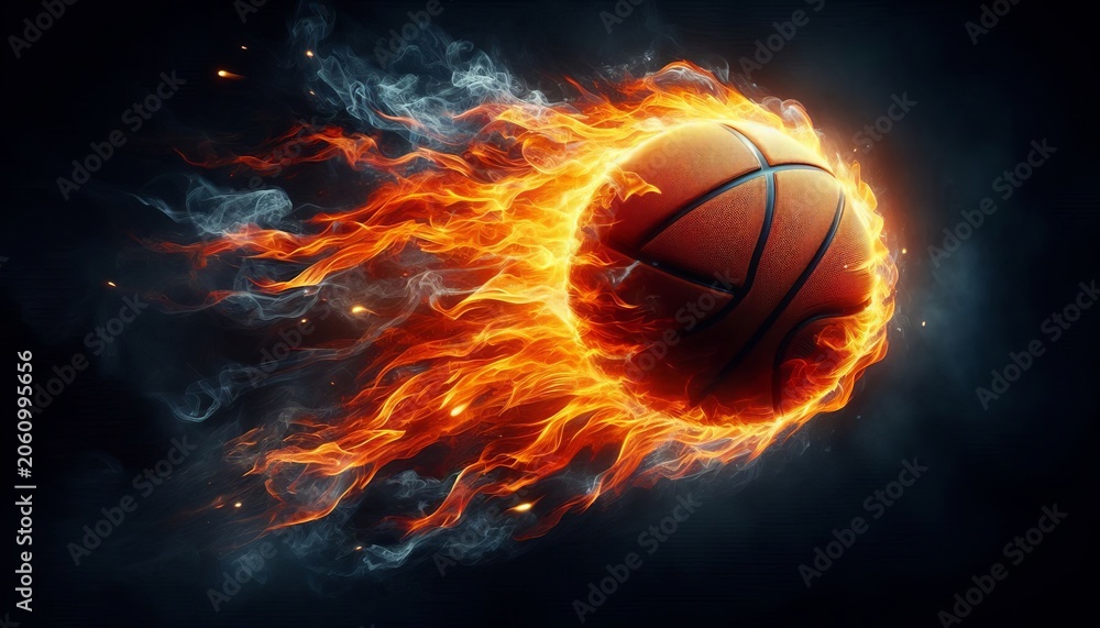 Fototapeta premium A basketball with flames