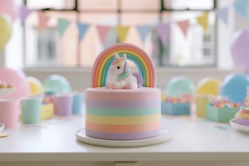 The Unicorn Cake as a Dreamy Pastel Rainbow Celebration Centerpiece