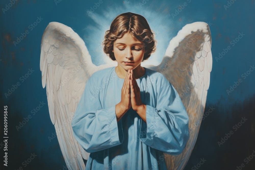 Obraz premium Angel painting praying adult.