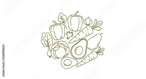 Tableau sur toile Fresh Vegetable Produce Outline Illustration