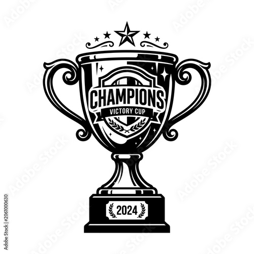 Champions Victory Cup Trophy 2024 - Black and White Emblem