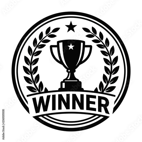 Winner Trophy Emblem with Laurel Wreath and Star - Victory Seal