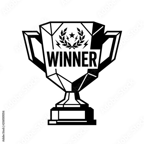 Winner Trophy Icon, Geometric Winner Cup, Champion Award Symbol, Victory Emblem