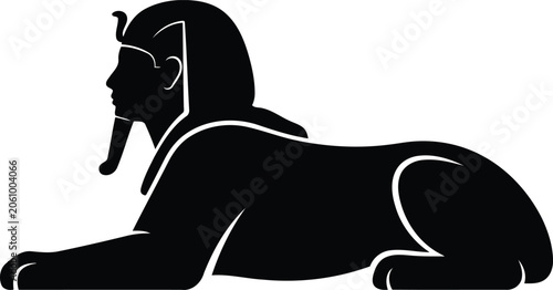 Obraz na płótnie Black silhouette of sphinx with egyptian headdress