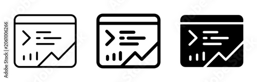 Photos Code Snippet and Data Analysis Icons, Web Development and Analytics Symbols, Pro