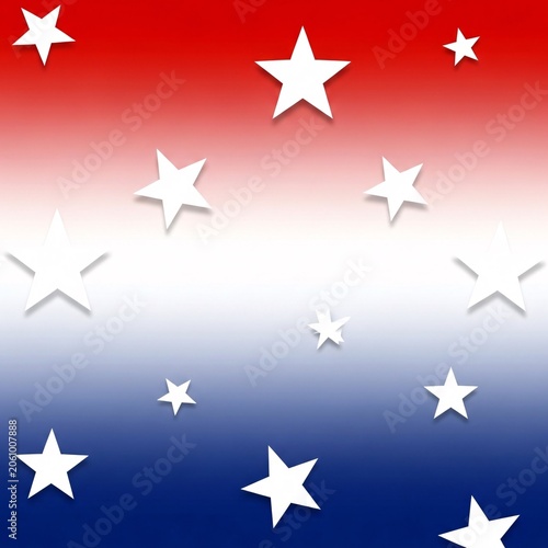 Flying American Flag Stars on Red White Blue Background for Anniversary Celebration