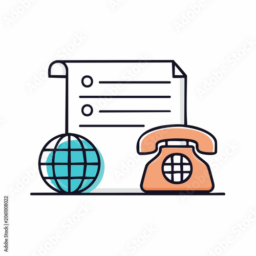 Contact Information Icons: Globe, List, and Telephone