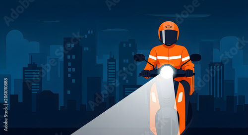 Delivery Motorbike Rider in Urban Night Environment Inspired by Remote Sensing imagery Techniques for Efficient Logistics Mapping