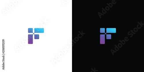 Modern abstract letter F logo design in blue and purple gradient, clean and minimalist for technology or creative businesses