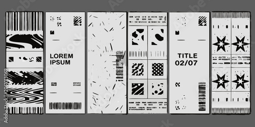 Obraz na plátně Brutalist poster templates with abstract geometric patterns black and white