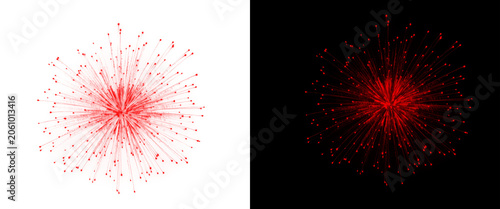 Φωτογραφία Red firework explosion on black and white backgrounds, glowing light burst effec