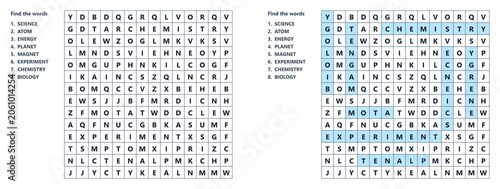 Science Vocabulary Word Search Worksheet for Students, Word seek puzzle sheet