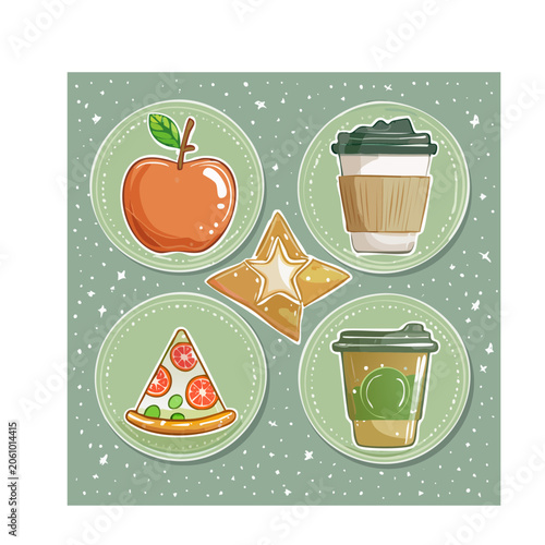 Flat design food and drink icons set
