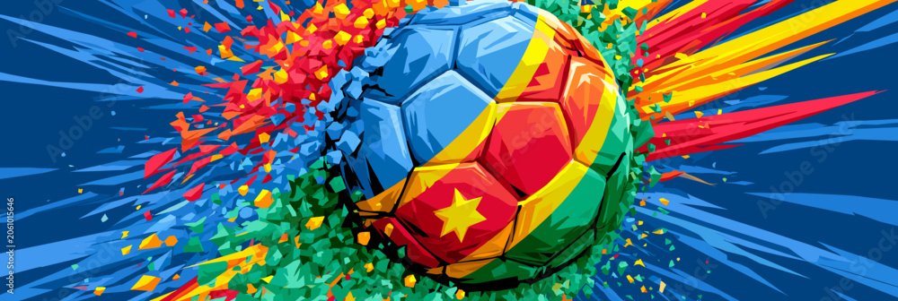 Naklejka premium DR Congo soccer banner. DR Congo football wallpaper. Dynamic national football team poster