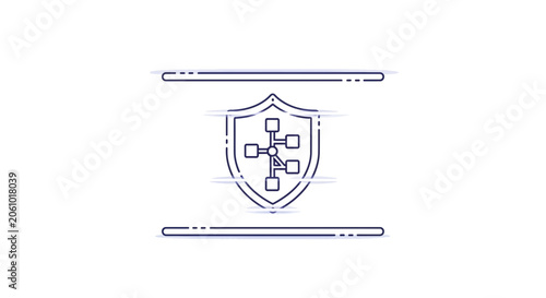 Cyber Security Shield Icon with Network Nodes, Digital Protection Concept