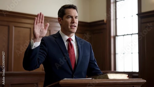 Suit men's court oath scene, court oath scene