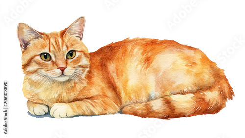 Cute Watercolor Kitten and Cat Characters Isolated on White Background