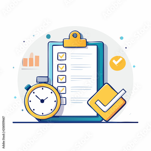 Checklist and Stopwatch Illustration