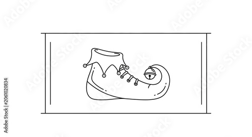 Whimsical Elf Shoe with Bell and Pom-Poms, Festive Holiday Footwear