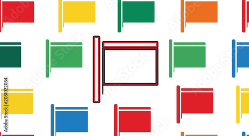 Colorful Flags Pattern with Blank Signboard in Center - Graphic Resource
