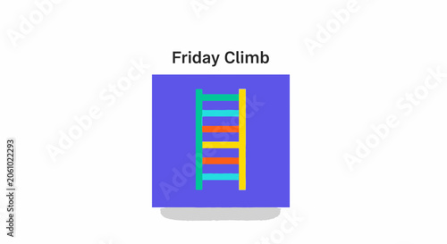 Colorful Ladder Icon on Purple Square, Friday Climb Concept