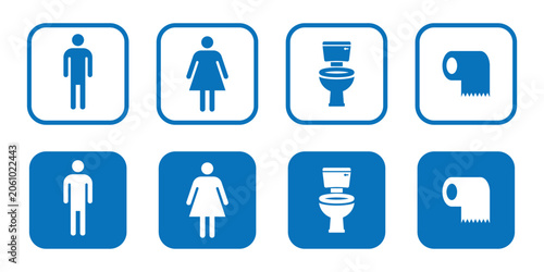 Foto Restroom icons collection featuring black and white vector designs set