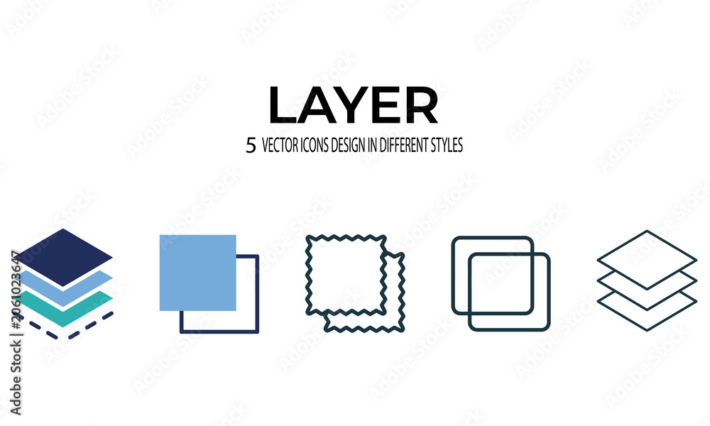 Obraz premium Vector Layer Icons Set in Different Styles