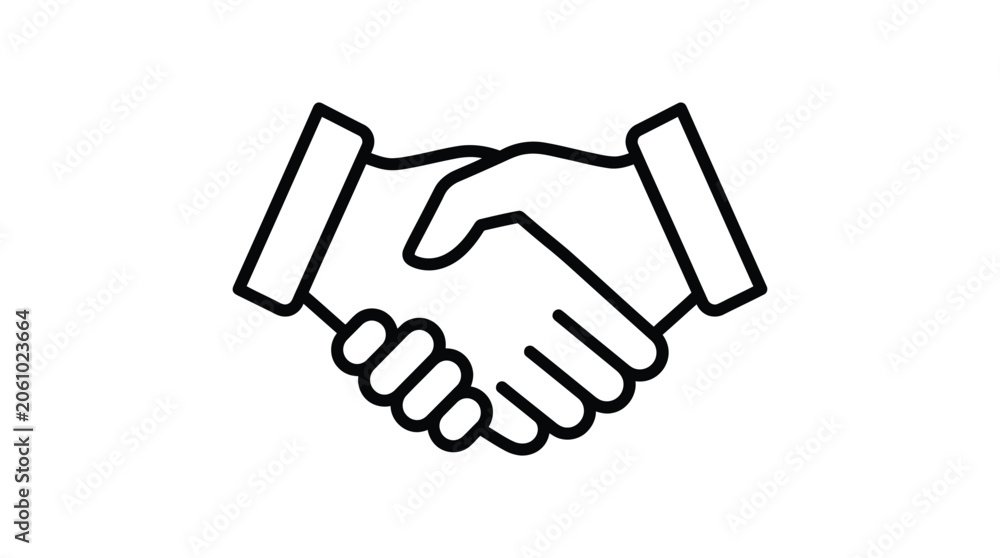 Obraz premium Handshake Silhouette In Black And White Line Art Style Silhouette