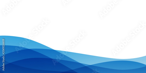 Modern abstract background with translucent blue waves flowing horizontally across the lower half of the image, leaving clean white space above for text or creative use.