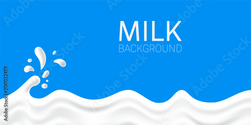 3D milk splashes with droplets background vector illustration