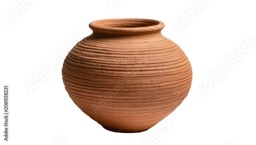 Quadro su tela Terracotta amphora with horizontal ribbed texture