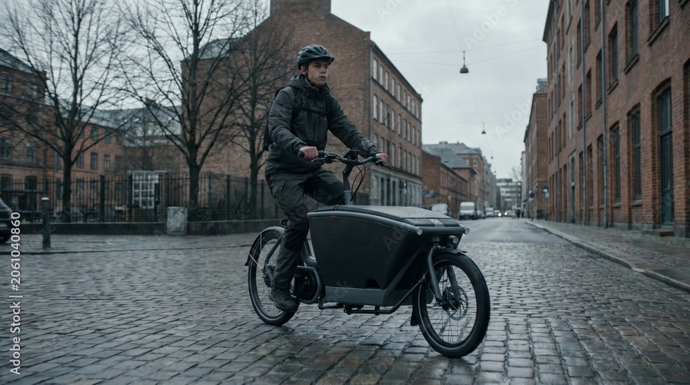 Obraz premium Attractive young delivery driver with cardboard box