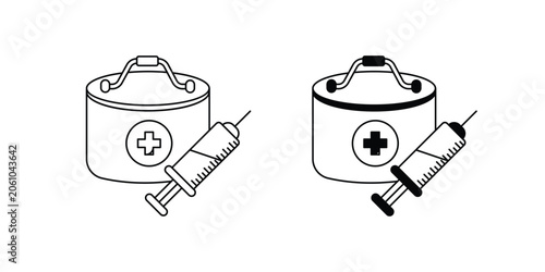 Medical Kit  set icon with white background vector stock illustration